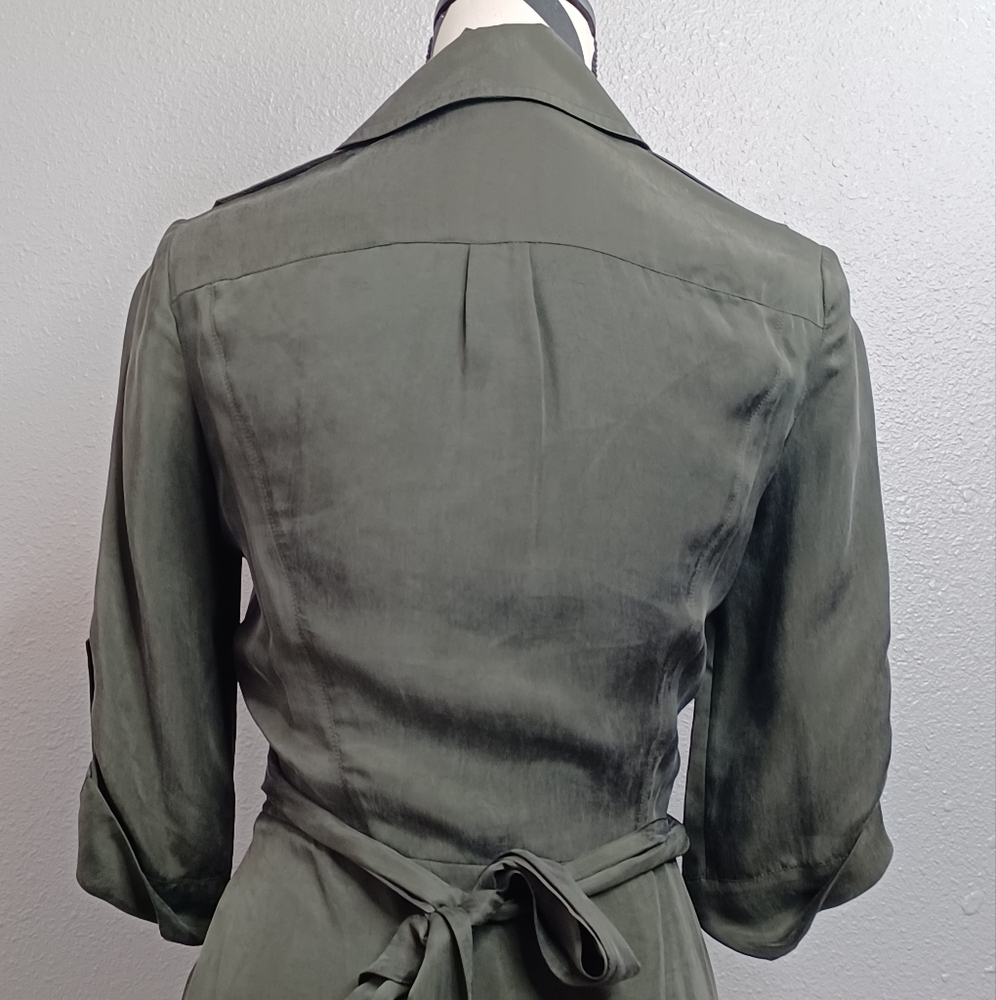 Diane Von Furstenburg Safari Satin Green Wrap Dress - Picture 5 of 16